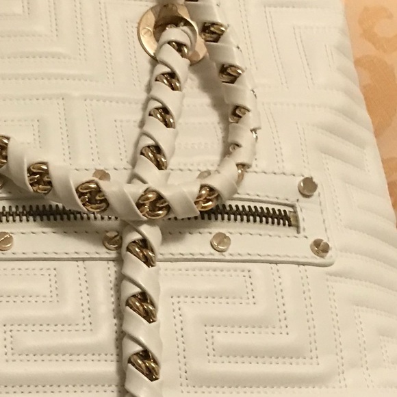 Versace White & Gold Quilted Leather Front Zip - Picture 9 of 13